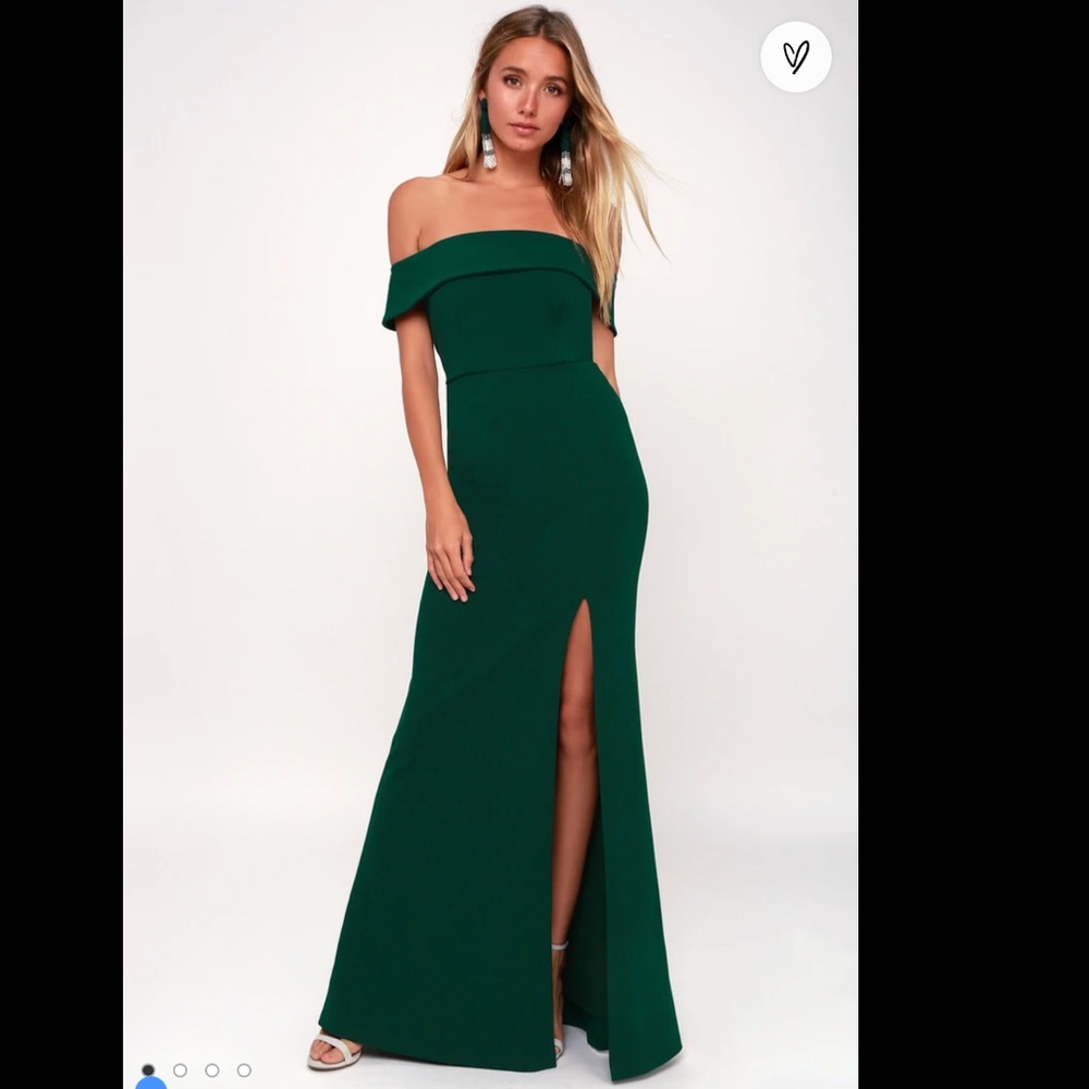 Forest Green Off-the-Shoulder Maxi Dress